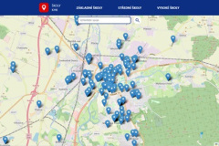 Obrázek 2 – Zobrazení školských zařízení v kraji na mapě